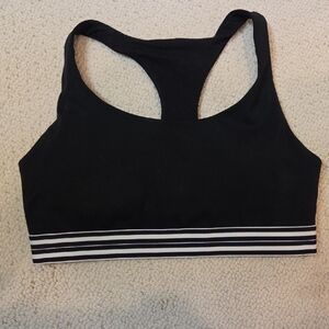 Athleta Black Sports Bra with White Stripes